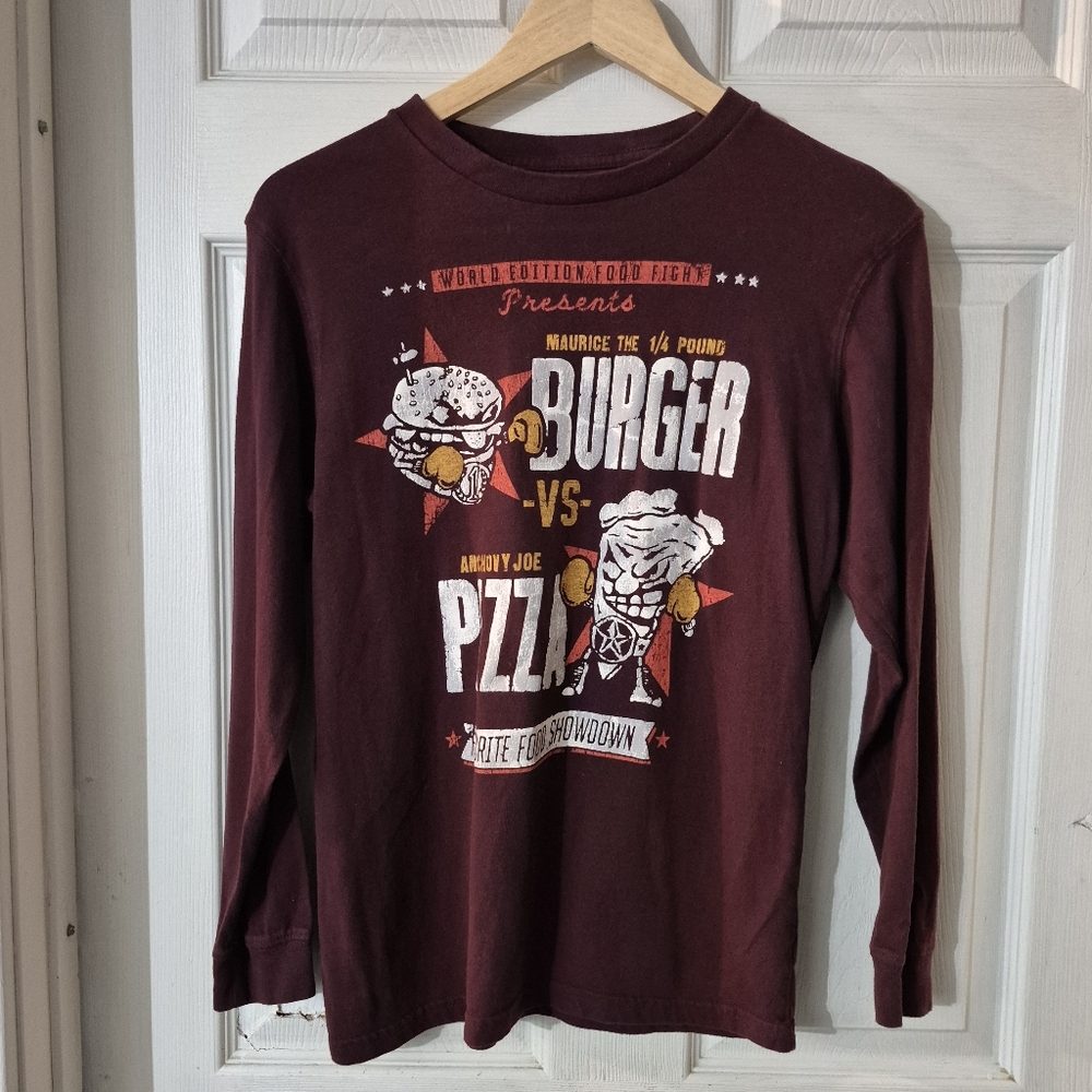 Boys Gap Burgundy Graphic Long Sleeve Shirt Sz XL (12)